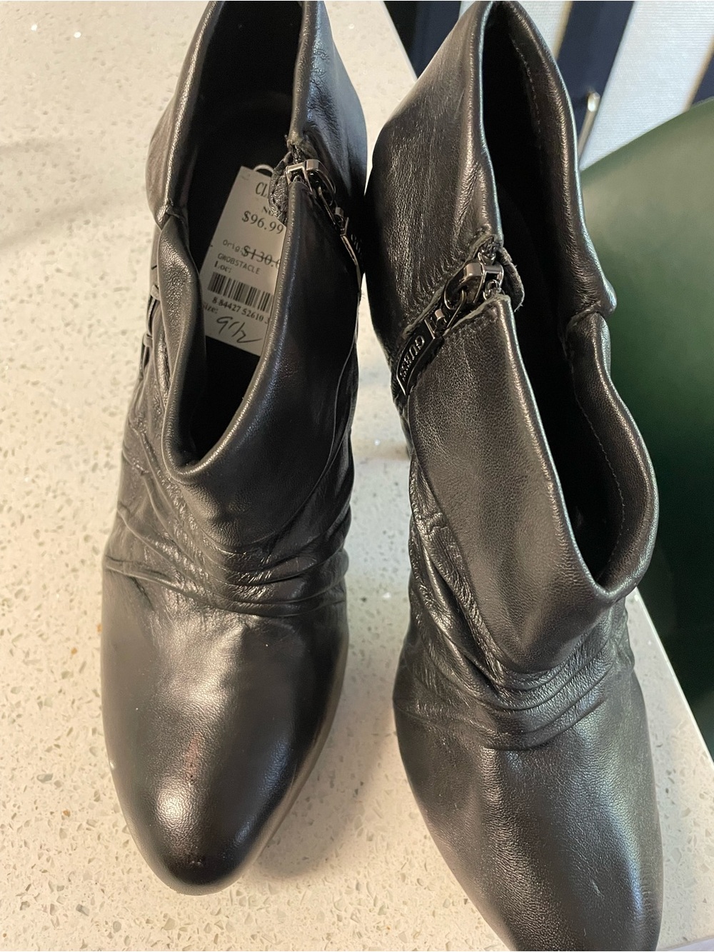 Guess Black Leather Ankle Booties with Side Braid Detail